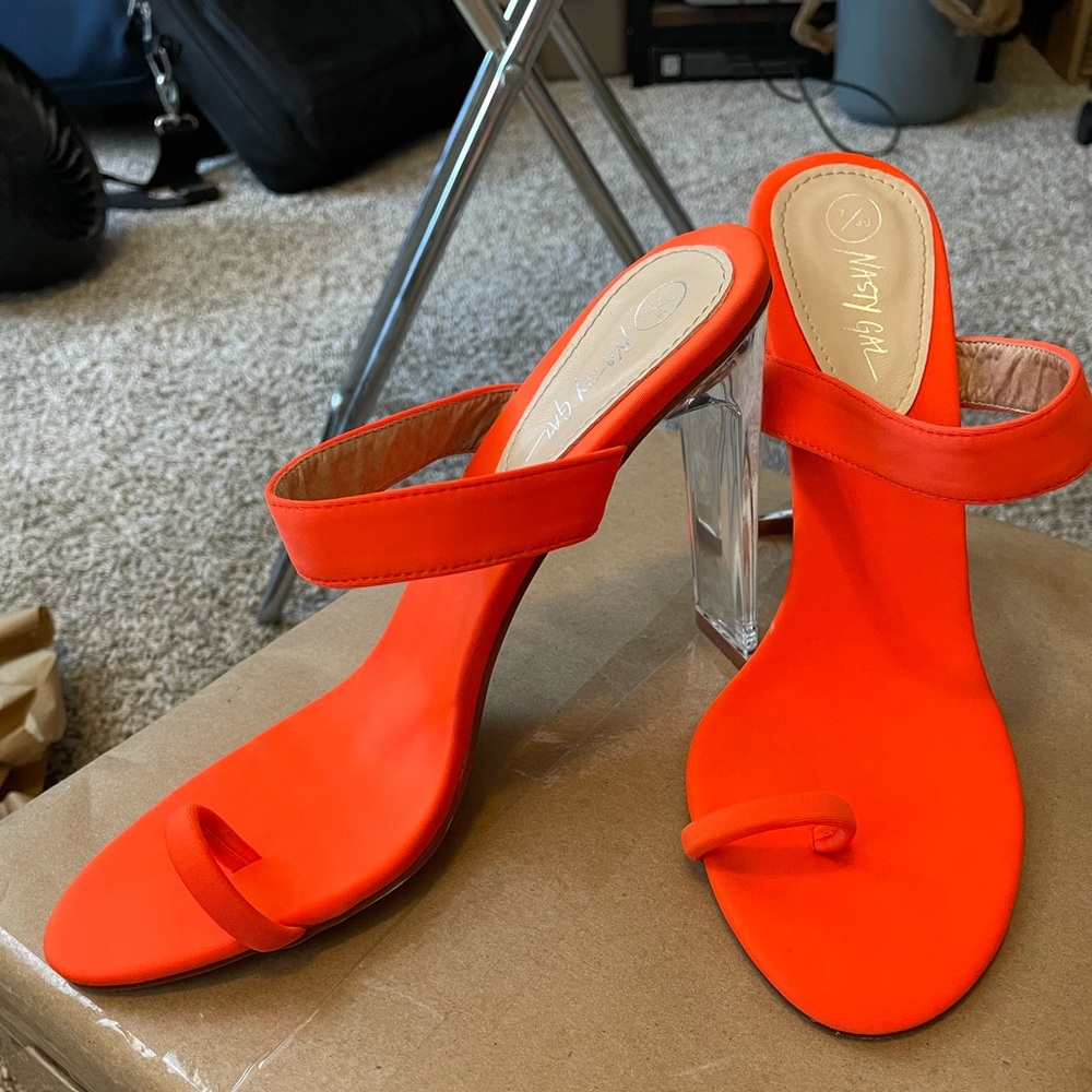 Nasty Gal Bright Orange High Heel Sandals
